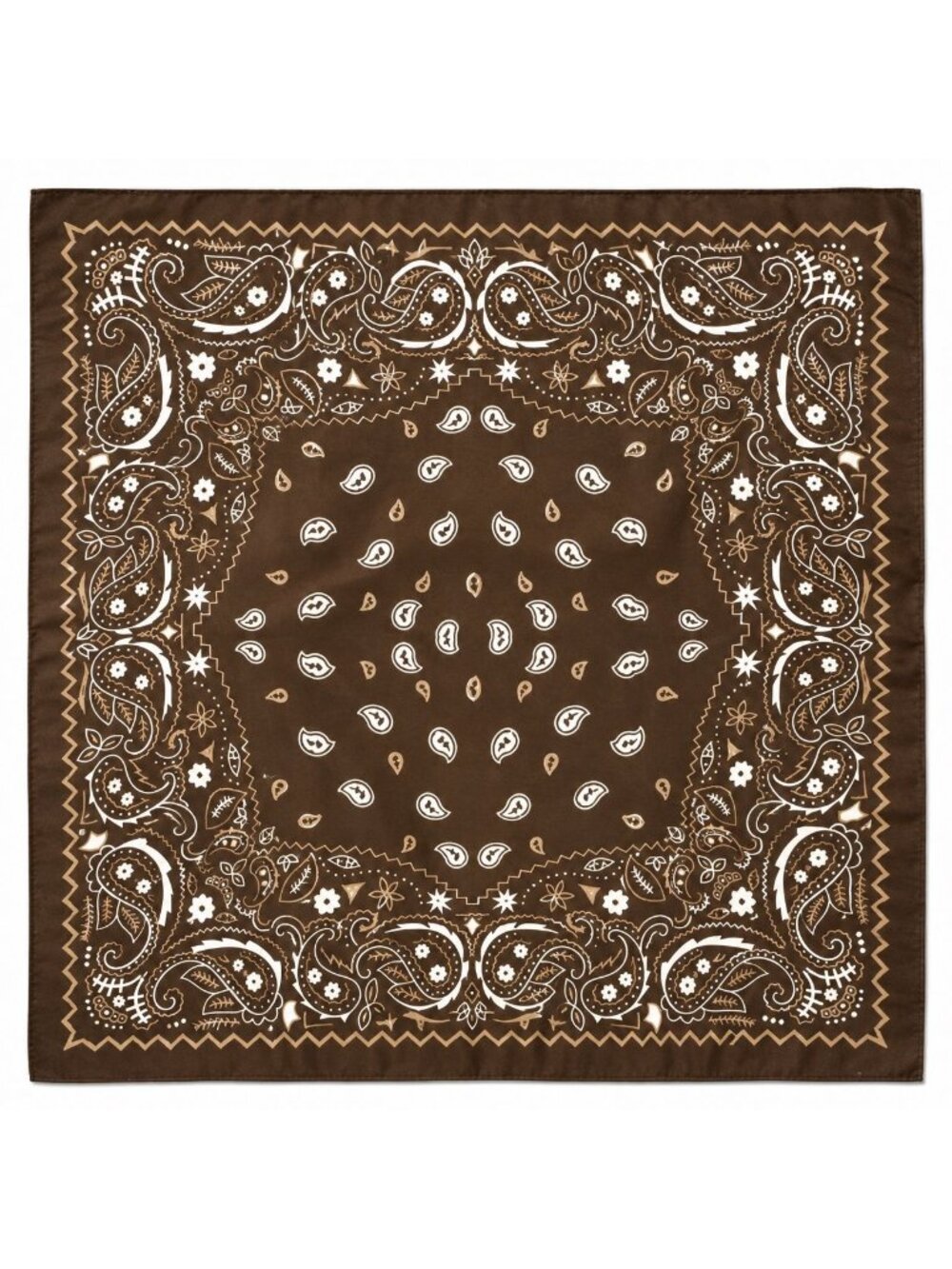 Brown Cream Paisley Wild Rag Scarf 27x27 Satin Western Cowgirl Cowboy Bandana